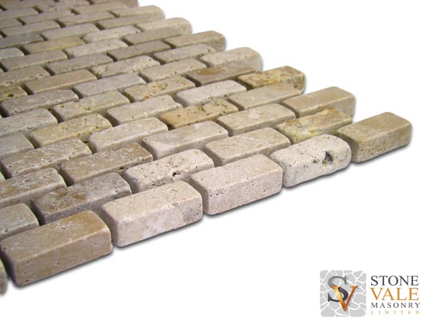 Mixed Travertine Brick Mosaic 